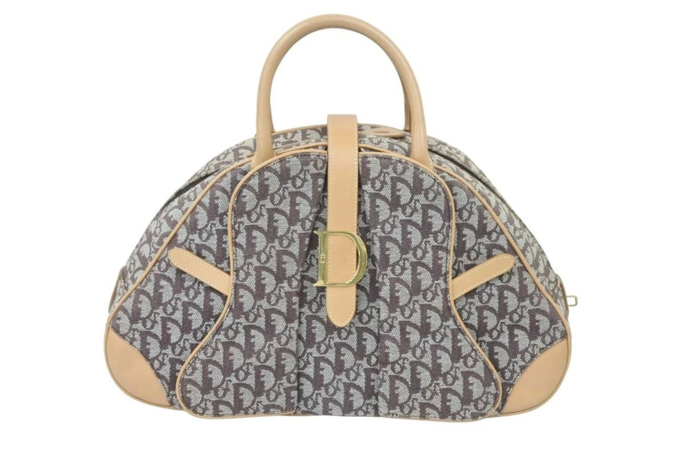 Christian Dior Trotter Handbag canvas brown onigiri rice ball